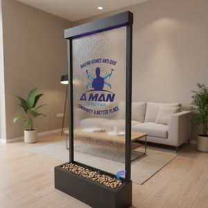 Floor standing stainless steel free standing waterfall used for room divider with led <b>light</b> - Product Image 3