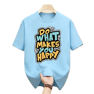 T-shirt con citazione ispiratrice '<span class=keywords><strong>Do</strong></span> <span class=keywords><strong>What</strong></span> Makes <span class=keywords><strong>You</strong></span> Happy', maglietta motivazionale con grafica artistica, t-shirt oversize in cotone a maniche corte, streetwear, top casual. - Product Image 6