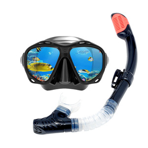 Masque de plongée à double lentille avec tube de plongée entièrement étanche, équipement de plongée en silicone pour adultes, pour les sports nautiques - Product Image 1