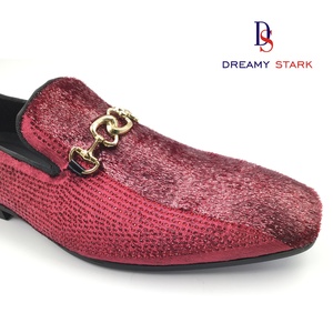 Vintage Handmade, Wine <b>Red</b> <b>Sequins</b>, Custom Logo, the Shoe Body Is Covered with Small Diamonds. - Product Image 4