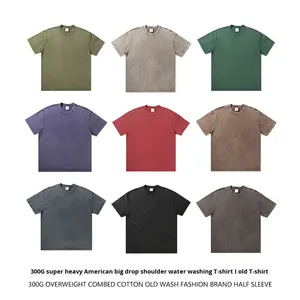 Camiseta de Manga Corta Estilo Americano, 300g, Retro, Lavada, Hombros Caídos, Diseño de Dibujos Animados, Algodón Peinado Puro - Product Image 4