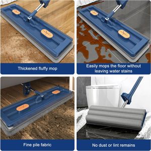 Thép Không Gỉ Dài Xử Lý Lớn Lau Phẳng Với Tấm Miếng Đệm Đa Chức Năng Hộ Gia Đình Công Cụ Làm Sạch Cho Ướt Và Khô Sàn Lau - Product Image 2