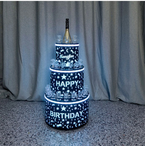 Espositore JOYISH Personalizzato per Bottiglie LED a 3 Livelli, per Torte di <span class=keywords><strong>Compleanno</strong></span>, Servizio VIP in Discoteca, Bicchieri da Shot <span class=keywords><strong>e</strong></span> Calici da Vino - Product Image 1