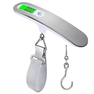 Báscula de equipaje electrónica de viaje colgante de 50kg, tamaño de bolsillo portátil, batería LCD Digital de acero inoxidable 304, Maleta de etiqueta privada - Product Image 1