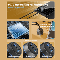 Pengisi Daya Mobil 3 in 1 Metal PD 130W PPS 100W QC 30W USB Tipe C dengan Lampu LED untuk Pengisian Cepat Laptop, Ponsel, dan Mobil untuk Iphone15 Android