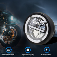 Phare LED de moto 20W à faisceau lointain, mini projecteur rond auxiliaire avant tout-terrain de 5,75 pouces, style populaire