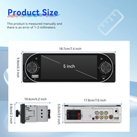 Autoradio Podofo 5,1 pouces, simple DIN, sans fil/filaire, Carplay Android Auto, 1 DIN, lecteur MP5, USB/BT, FM, Aux In + micro