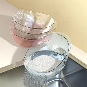 Pequena cozinha ferramenta flexível translúcido malha arroz lavando cesta para massas coador