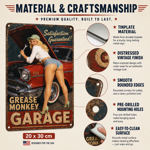 Plaque <span class=keywords><strong>Murale</strong></span> Métallique en Fer Imprimée UV Rouge, Motif Garage Pin Girl Art Déco Voiture Vintage Femme, Décoration <span class=keywords><strong>Murale</strong></span> pour Maisons, Bars, Clubs, Cafés, 8x12 Pouces - Product Image 6