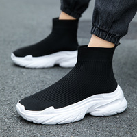 Chaussures personnalisées en gros pour femmes et hommes, chaussettes, baskets montantes à enfiler, semelle épaisse, maille tendance, grandes tailles, toutes saisons