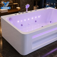 Baignoire hydromassante en acrylique de fabrication industrielle, design rectangulaire moderne, écologique, portable, baignoire spa autoportante, massage par remous