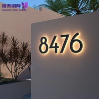 Enseigne de porte lumineuse LED 3D en acrylique et acier inoxydable, étanche, enseigne murale personnalisée rétroéclairée pour hôtel, entreprise familiale