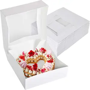 Custom Pop Design Snack Cake Party Supplies Holiday Gifts White luxury cardboard box with clear window