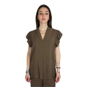 ดอนน่า บลูซา DKE8630 เสื้อคอวีแขนระบายสีน้ำตาลแฟชั่นสตรี - Product Image 1