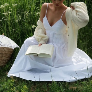 New Collection Custom Brand Sexy Y2k Women's Everyday Dress <b>Spaghetti</b> <b>Strap</b> Dress Pleated Puff Hem Pastoral Maxi Casual Dress - Product Image 2