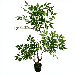 Plantes artificielles en pot, bonsaïs en plastique, feuilles réalistes, <span class=keywords><strong>arbre</strong></span> pour la maison et l'extérieur, vente en gros à prix réduit - Product Image 1