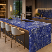 Carreaux de marbre onyx bleu brésilien de luxe pour table en onyx bleu quartzite
