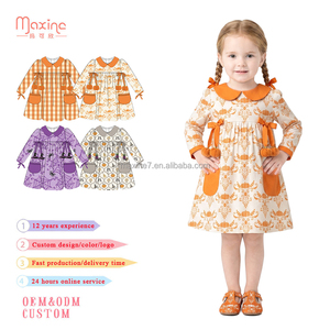 <span class=keywords><strong>Abbigliamento</strong></span> per Bambini con Colletto Peter Pan, Vestito Vintage da Bambina con Stampa Damascata a Zucca e Maniche Lunghe - Product Image 1