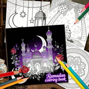 Livre <span class=keywords><strong>de</strong></span> coloriage personnalisé pour enfants sur le thème du Ramadan, éducation islamique, impression avec carton et papier couché, impression offset - Product Image 5
