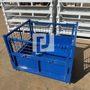 <strong>Hot</strong> <strong>Sale</strong> Heavy-duty Warehouse Stacking Folding Metal Wire Mesh Container <strong>Pallet</strong> Storage Cages - Product Image 3