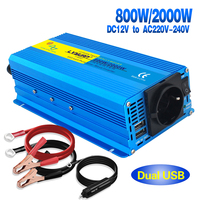Convertisseur de courant Lvyuan 2000w 1000w 12v 24v Convertisseur de courant pour voiture DC 110v 220v Onduleurs à onde sinusoïdale pure avec prises EU
