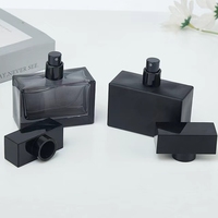 Flacon de parfum carré en verre noir mat de luxe 50 ml, flacon vide haut de gamme pour vaporisateur de parfum, logo personnalisé, parfum pour homme, cosmétique