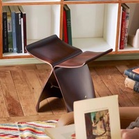 Chaise papillon transformable en support à chaussures - Table basse contemporaine en bois portable et durable avec tabouret bas créatif pour chambre à coucher
