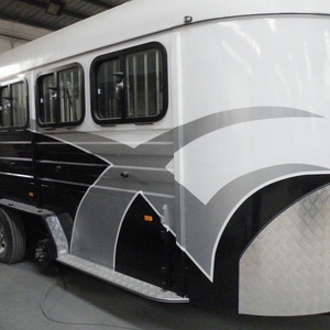 HERUI 3-Angle Horses Load Semi-<b>Trailer</b> with Double Axle Electric Brakes 4T Capacity Deluxe Horse Float Cart & Living Quarter <b>Box</b> - Product Image 4