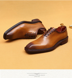 Nuevos Zapatos de Hombre de Cuero Vacuno, Estilo Británico, Punta Cuadrada, Impermeables, Ligeros, para Negocios, Bodas, Novios, con Puntera Reforzada - Product Image 4