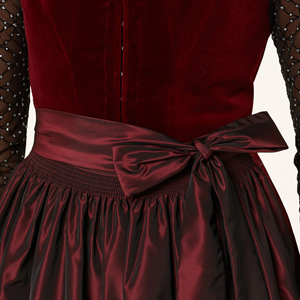 Nouvelle collection : Robe Dirndl en velours rouge pour femme, jupe en satin, taille cintrée, coupe trapèze, longueur midi, manches longues, style folk vintage - Product Image 5