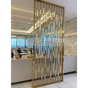 Paravent décoratif mural fixe en verre doré, design moderne en acier inoxydable, étanche, pour couloir, LL316 - Product Image 1