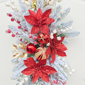 Giáng sinh trang trí cầu thang Garland nhà cảnh sắp xếp giáng sinh bóng đỏ Hoa đổ xô Vòng Hoa - Product Image 2