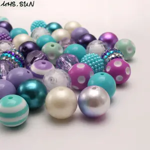 Rhinestone 20mm Chunky Bubblegum Beads Jumbo Plastic Beads Colorful Rhinestone Pearl Beads For Pen Bag Chain Jewelry Making