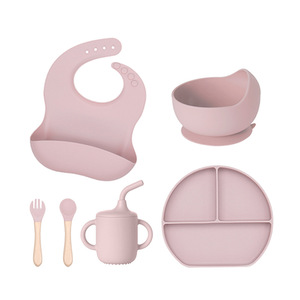 Produits d'alimentation pour bébé en silicone 6 en 1 : assiette à ventouse sans BPA, bavoir, cuillère, bol, vaisselle pour enfant et tout-petit - Product Image 4