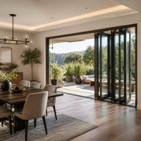 Porte accordéon pliante en aluminium JUNYAO Factory AS2047 NFRC à rupture de pont thermique PA66, double vitrage trempé insonorisé pour balcon et villa