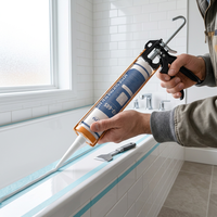 Scellant silicone acétique anti-moisissure haute performance, durcissement acide, étanche, résistant aux UV et aux intempéries pour le calfeutrage de cuisines et salles de bain