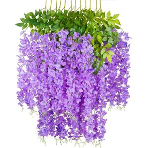 Guirnalda de Glicinia Artificial de 110 cm, 12 Piezas, Flores de Seda Moradas <span class=keywords><strong>para</strong></span> Decoración de Techos en Bodas y Hogar - Product Image 1