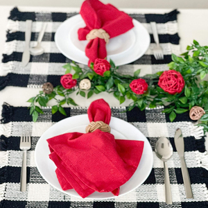 เสื่อผ้าฝ้ายกันลื่นล้างทำความสะอาดได้สไตล์เกาหลีผ้ารองจานลายตารางนำกลับมาใช้ใหม่ได้สำหรับงานแต่งงานสำหรับภาชนะอาหาร - Product Image 1