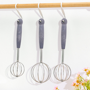 Nouvelles idées de produits 2026 Maison et cuisine Fouet à œufs en acier inoxydable Mélangeur à œufs avec poignée en paille de blé biodégradable Outil de pâtisserie - Product Image 1