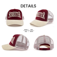 Gorra Trucker Vintage de Pana de 5 Paneles con Malla Bicolor, Gorra de Béisbol con Logotipo Bordado Personalizado para Promoción