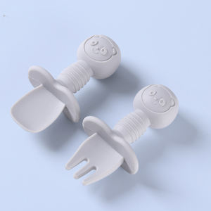 มีดและส้อมซิลิโคนสำหรับเด็กใช้งานง่ายและล้างทำความสะอาดได้เมื่อใช้ในการกินของทารก - Product Image 4