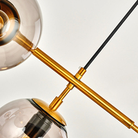 Lustre moderne à 6 ampoules en verre linéaire, finition dorée, pour îlot de cuisine, culot E27, IP20, éclairage intérieur