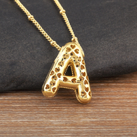 Collar de mujer con colgante de circonita inicial de metal personalizado, diseño simple, venta al por mayor, amuleto judío, para uso diario