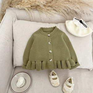 Suéter de Punto para Niñas, Estilo Primavera-Otoño, Nuevo Estilo Extranjero, Estilo Princesa con Volantes, Cárdigan de Punto para Bebés - Product Image 3
