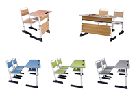 Fournisseur d'université écologique Mobilier éducatif Table deux places en bois plastique pour l'école Bureaux et chaises doubles pour étudiants