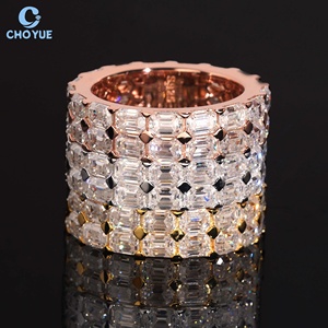 Bague Éternité en Argent Sterling 925 Moissanite Taille Émeraude, Entièrement Pavée de Diamants Baguette, Bijoux Fins pour Femme – Prix Usine - Product Image 3