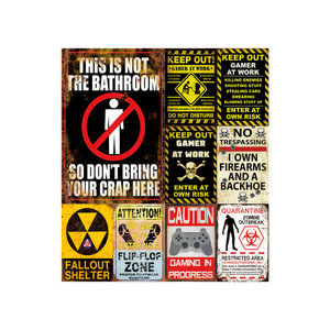 I bambini di cautela giocano a segni di stagno di metallo retrò tenere fuori non disturbare il segno della placca di metallo avvertenza dello squalo che avvisa la caverna dell'uomo - Product Image 1