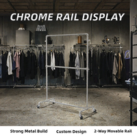Porte-vêtements en métal chromé, support mobile pour boutique et magasin de détail