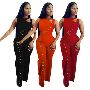 10148 été femmes taille haute fendu combinaison <span class=keywords><strong>ample</strong></span> transfrontalière Europe US tout match mode sans manches <span class=keywords><strong>combishort</strong></span> - Product Image 6