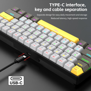 Venta al por mayor en stock ergonómico con cable 61 teclas retroiluminación Led Tpye-C 60 por ciento 60% ordenador Mini Teclado mecánico para juegos - Product Image 5